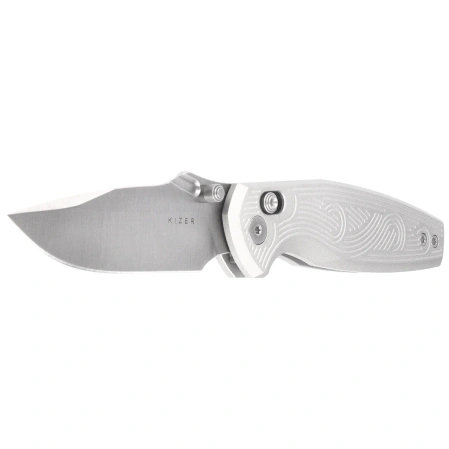 Nóż składany Kizer Khamsin Silver Aluminium, Satin Nitro-V by Maksim Epifantsev (V3791A3)