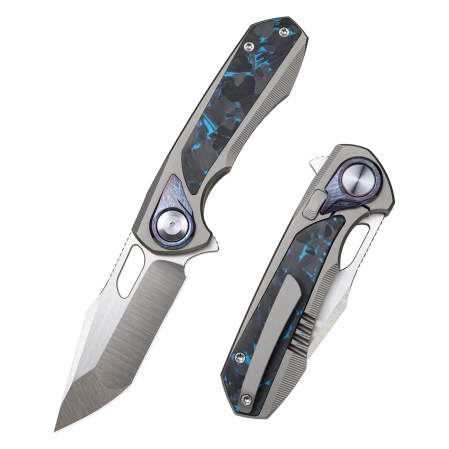Remette RT-Saker Falcon Knife Gray Titanium / Carbon Fiber, Manual Fine Grinding Satin S45VN (ASTP-1)