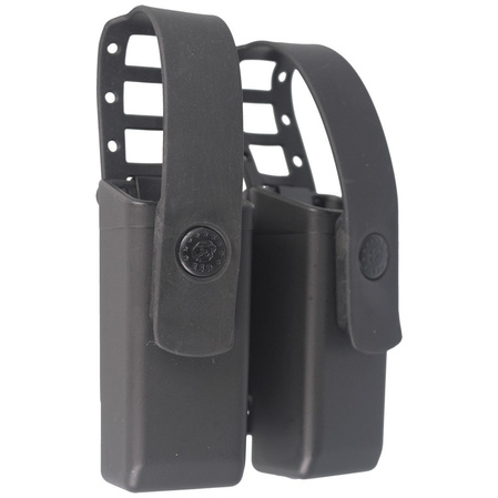Podwójna ładownica ESP na dwurzędowe magazynki 9 mm Luger / .40 z obrotowym mocowaniem UBC-01 i paskiem zabezpieczającym, czarna (MH-MH-04-S)