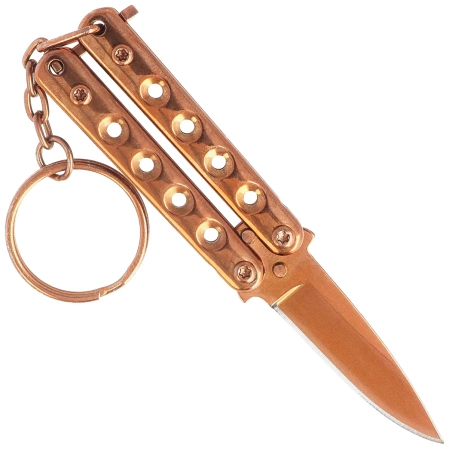Nóż składany motylek brelok Third Decor Habitat Balisong Rose Titanium Stainless Steel, Rose Titanium Stainless Steel (TH-K2824R)