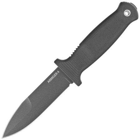 Demko Armiger 4 Spear Point Knife Black TPR, Black Powder Coated 80CrV2 by Andrew Demko (ARM4-80CrV2-BLK-SPR)