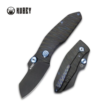 Kubey Monsterdog Knife Flamed Titanium, Black Stonewashed M390 by Dmitry Osarenko (KB285E)