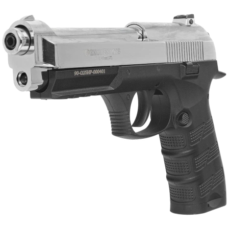 Zestaw wiatrówkowy 26: pistolet Voltran Ekol ES P92B Blow Back Shiny 4.5 mm, 1400 BBs, 10 kapsuł CO₂, 100 tarcz