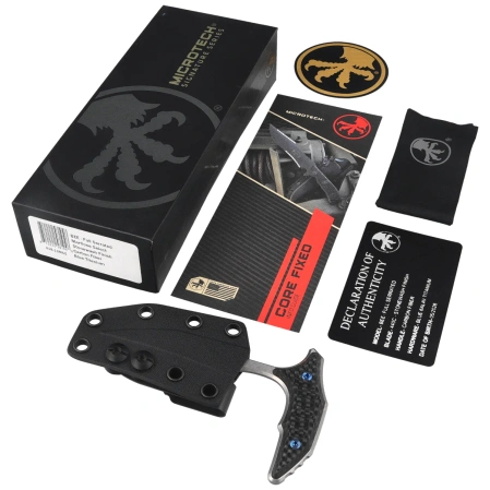 Microtech Bee Marfione Select Knife Carbon Fiber, Blue Titanium HW, Stonewashed F/S 440C by Bastinelli (218-12MS5)