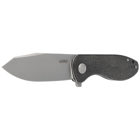 Kubey Knife Master Chief Black Micarta, Bead Blast AUS-10 by Keanu Alfaro (KU358H)