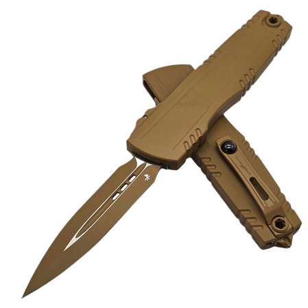 Nóż automatyczny OTF Microtech Luminary ZBP D/E Cerakote RAL-8000 Aluminium, Cerakote RAL-8000 M390MK by Tony Marfione (1270-1CRAS)