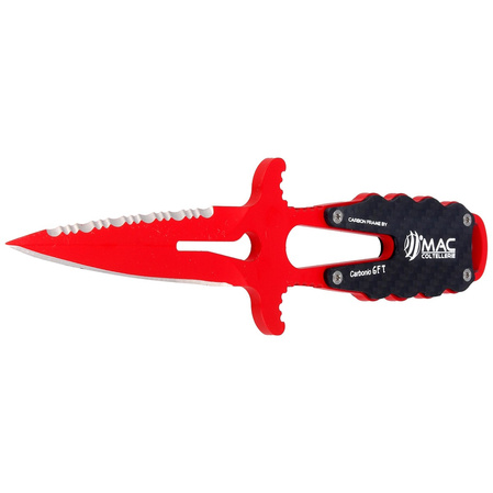 Nóż nurkowy MAC Apnea 9 Carbon Fiber, Red PTFE W 1.4060