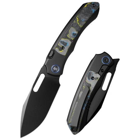 Nóż składany Remette Orca Black Titanium/Ultimate Warrior CamoCarbon Carbon Fiber, Black DLC Pearlescent M390 (ORCAURD)