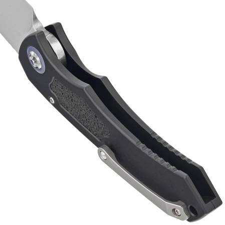 Heretic Knife Pariah Auto Black Aluminum, Stonewashed MagnaCut by Tony Marfione Jr.