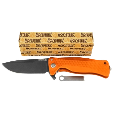 Nóż składany LionSteel SR11A Orange Aluminium, Black Sleipner by Molletta (SR11A OB)