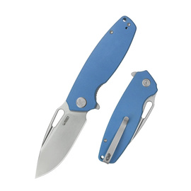 Kubey Tityus Knife Blue Canvas Micarta, Beadblasted 14C28N (KU322-1A)