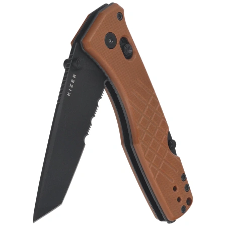 Kizer Aegis T Knife Brown G10, Black PVD AEB-L by Azo (V3774CTA3)