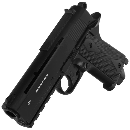 Zestaw wiatrówki 44: Pistolet Borner WC 401 4.5 mm, 1400 BBs, 10 kapsuł CO₂, 100 tarcz