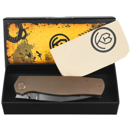 Nóż składany Kubey KB Knives Albatross Bronze Titanium, Silver Bead Blasting M390 by Ray Laconico (KB471C)