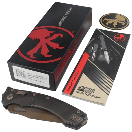 Microtech Amphibian Knife Ram-Lok S/E Dark Burnt Bronze Fluted Aluminium, Bronze Apocalyptic M390MK by Tony Marfione (137RL-1FLDB-X19Z23)