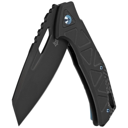 Fox Chronos Black PVD Aluminum Knife, Blue HW, Black PVD MagnaCut by Stefan Merk (FX-552 AL)