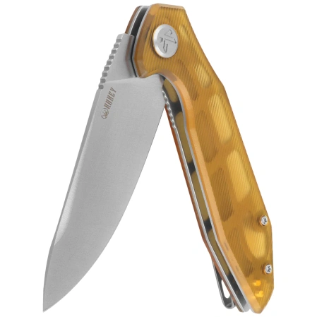 Kubey Nova KU117N Knife, Yellow Ultem, Satin 14C28N