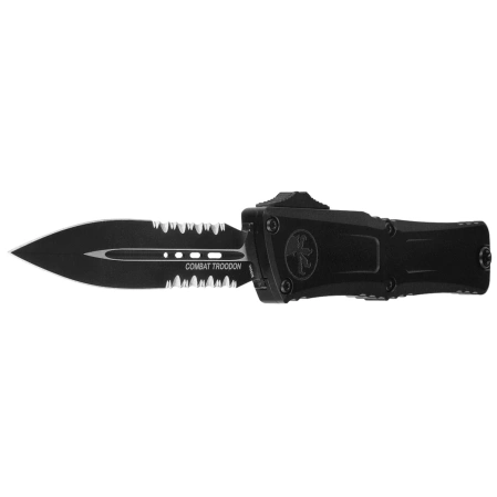 Microtech Combat Troodon Gen III D/E OTF Knife Black Aluminum, Tactical P/S M390MK by Tony Marfione (1142-2T)