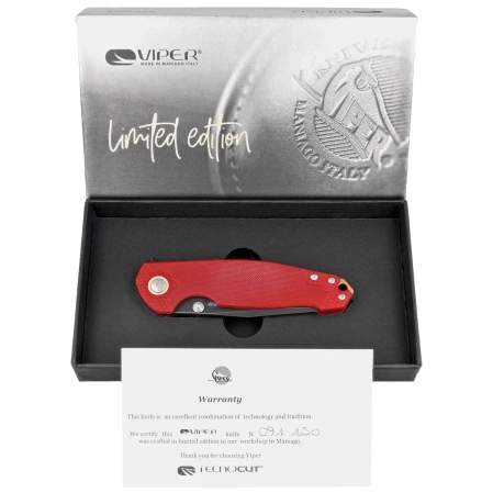 Viper Katla LE No 091/150 Red G10, Dark Stonewashed M390 by Jesper Voxnæs/Jens Ansø Knife (V5984GR3D)