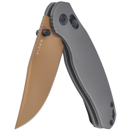 Kizer Phoca CC Knife Gray Aluminum, Sunset Metal PVD AEB-L (V3780A2)