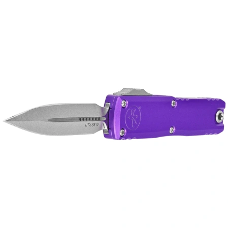 Microtech UTX-85 Gen IV D/E OTF Knife Purple Aluminum, Stonewashed M390MK by Tony Marfione (12324-10PU)