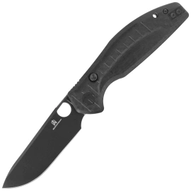 Bestechman Angry Owl Knife Black G10 w/ Carbon Fiber Pattern, Black PVD D2 by Keanu Alfaro (BMK12F-2)