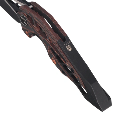 WeKnife Arrakis LE Black Titanium / Copper Foil Carbon Fiber, Black Stonewashed / Satin Vanax by Elijah Isham (906CF-E)