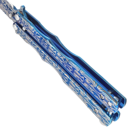 Nóż składany motylek Martinez Albainox RainBlue Balisong Blue Printed Steel, Blue Printed 3Cr13Mov (02140)