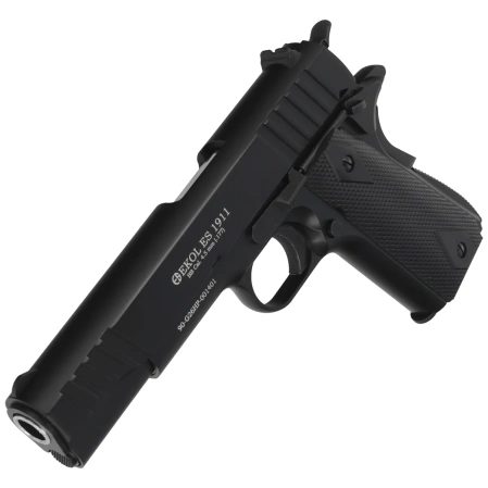 Zestaw pistolet wiatrówka Voltran Ekol ES 1911 v2 Black 4.5 mm - Blow Back, 1500 BBs, 10 kapsuł, tarcze
