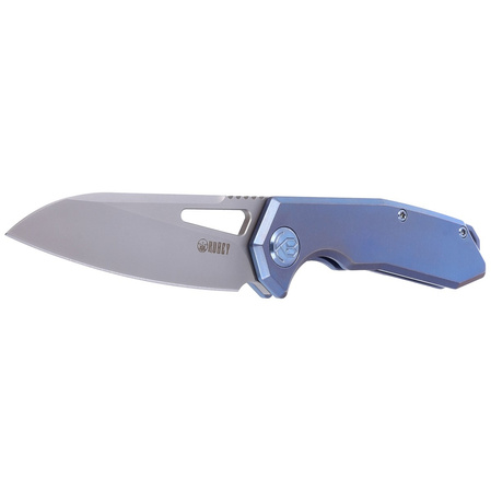 Kubey Vagrant Knife Blue Titanium, Sandblasted CPM S30V by Maksim Tkachuk (KB284B)