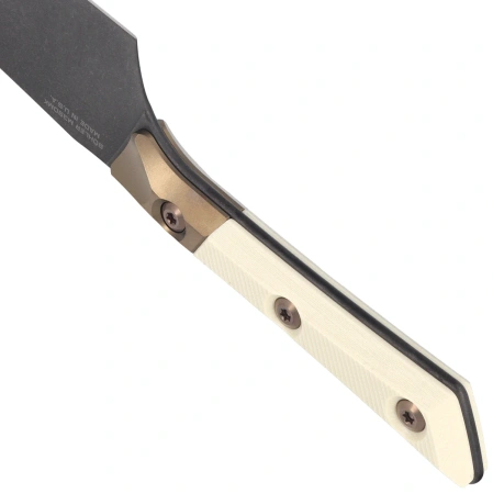 Microtech Santoku 4.2'' Kitchen Knife Titanium Bolster/Ivory G10, Black DLC M390MK (3300B-1DLCIVS)