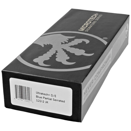 Microtech Ultratech D/E Jedi Knight Signature OTF Knife Tri-Grip Black Aluminum, Blue P/S M390 by Tony Marfione (122-2JK)