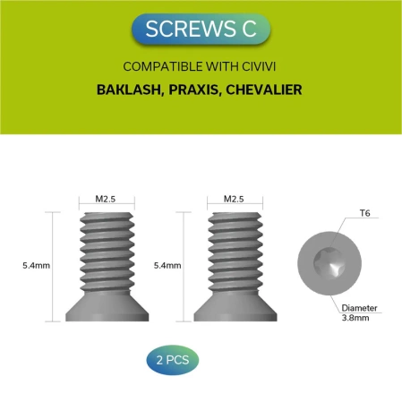 Civivi Knife Clip Screws Set Black Stainless Steel - 10 pcs (CA-12B)