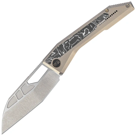WeKnife Inceptus Knife Champagne Titanium/Aluminum Foil Carbon Fiber, Satin M390 by Robert Saniscalchi (WE25017-4)