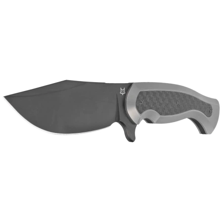 Fox Knife Eastwood Tiger Bead Blasted Titanium/Carbon Fiber, Black PVD Elmax by Gudy Van Poppel (FX-106 TICF)