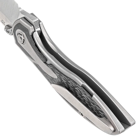 Nóż składany Reate Iron-X Bead Blast Titanium / Carbon Fiber, Satin M390 by Kirby Lambert