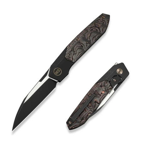 Nóż składany WeKnife Brr15 Black Titanium/Copper Foil Carbon Fiber, Black Stonewashed/Satin M390 by Rafal Brzeski (WE24007-1)