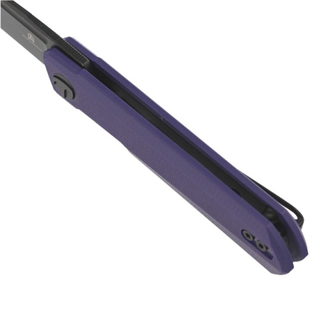 Bestechman Mini Dundee Knife Purple G10, Black PVD D2 by Ostap Hel (BMK03J)