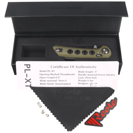 Nóż składany Reate PL-XT Green Micarta, Stonewashed Nitro-V (PL-XT DP.GRM.STW)