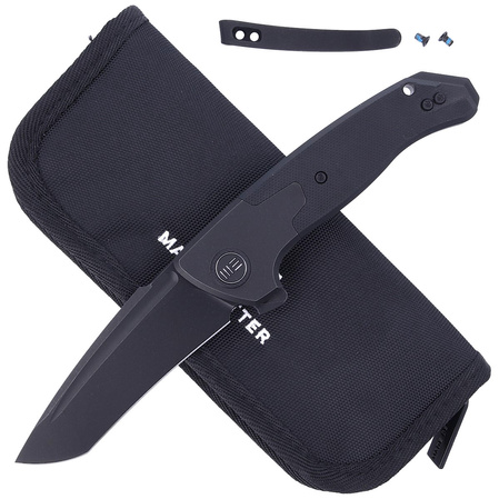 WE Knife Press Check Black Ti / Black G10, Black Stonewashed CPM 20CV by Allen Elishewitz (WE20078A-1)