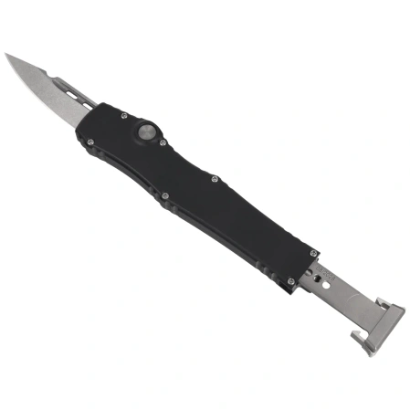 Microtech Halo VII Marfione Select OTF Knife Black Hard Anodized Aluminium, Stonewashed M390MK by Tony Marfione (1350-10MS1)