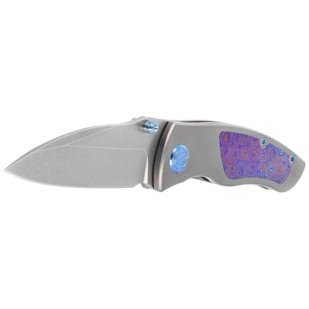 KB Kubey Vertigo Knife, Gray Titanium / Timascus, Stonewashed CPM S35VN by Peter Carey (KB258D)