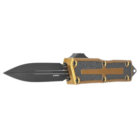 Nóż automatyczny OTF Microtech Scarab II Gen III D/E Tan Aluminium, Black M390MK by Tony Marfione (1280-1TA)