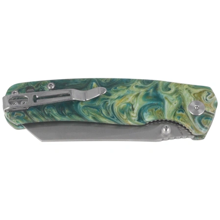 Bestechman Cicada's Wing-TL Knife Green Resin, Satin 10Cr15CoMoV (BMK24-R-1)