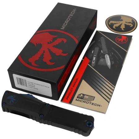 Nóż automatyczny OTF Microtech Combat Troodon Gen III S/E Black Aluminium, Navy Blue M390MK by Tony Marfione (1143-1NASK)