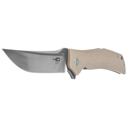 Bestech Scimitar Beige G10, Gray/Satin D2 Knife (BG05C-2)