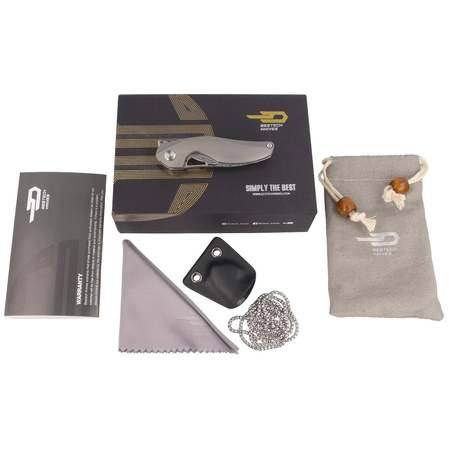 Nóż na szyję Bestech The Reticulan Grey Titanium, Damascus by Elijah Isham (BT1810G)