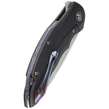 WE Knife Makani LE No 148/300 Black Titanium / Flamed Titanium Inlay, Hand Rubbed Satin CPM 20CV by Anton Tkachenko knife (WE21048B- 3)