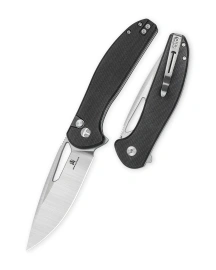 Bestechman Whalefin Knife Black G10, Stonewashed / Satin D2 (BMK18A)