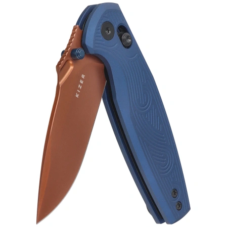 Nóż składany Kizer Khamsin Navy Blue Aluminium, Sunset Metal PVD Nitro-V by Maksim Epifantsev (V3791A2)